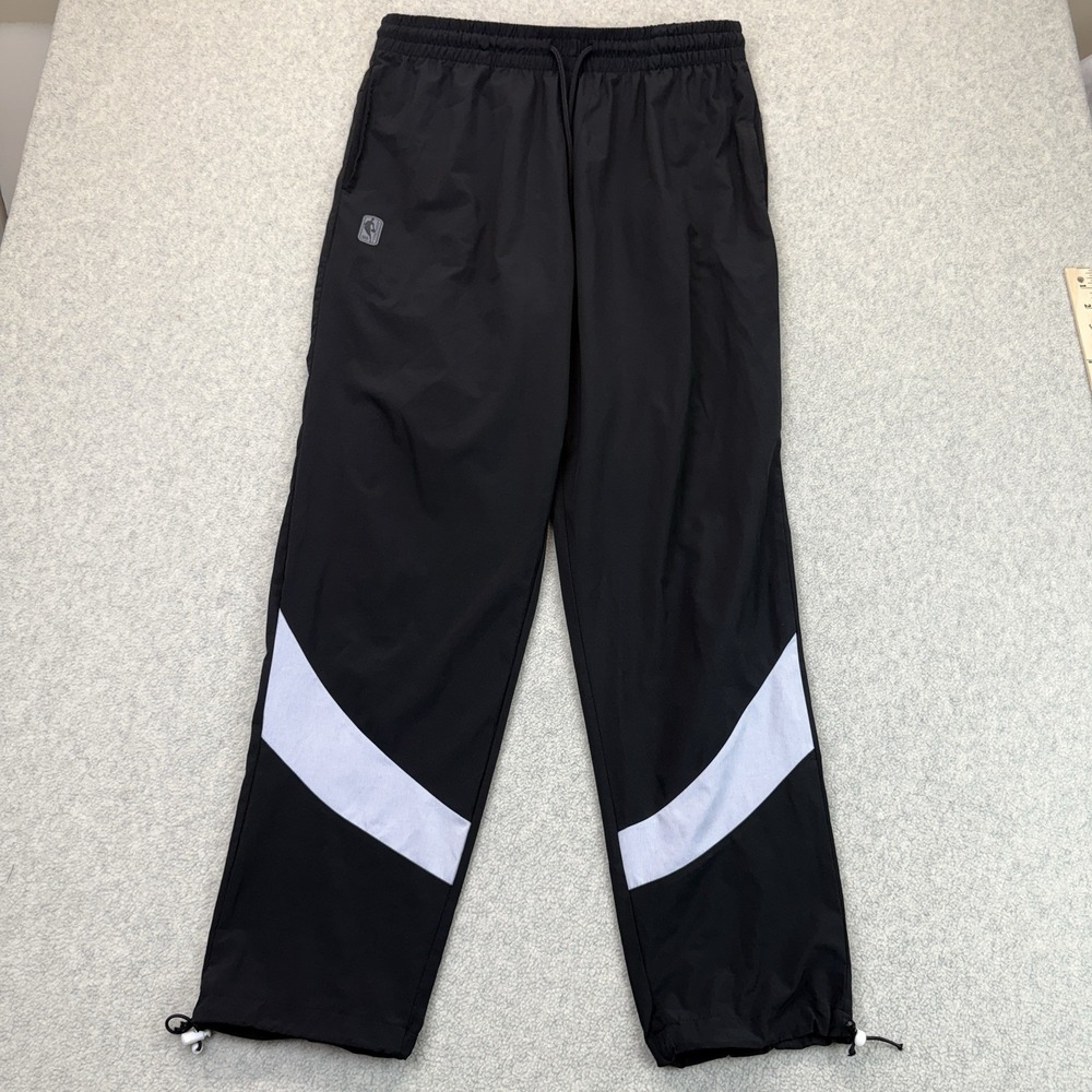 NBA Men's Basketball Windbreaker Track Pants Black White Drawstring Size Large